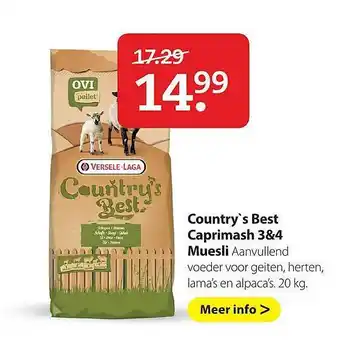 Pets Place Country's Best Caprimash 3&4 Muesli 20 kg aanbieding