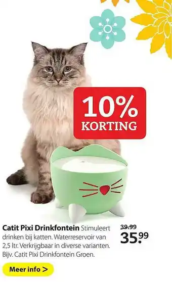 Pets Place Catit Pixi Drinkfontein 10% Korting aanbieding