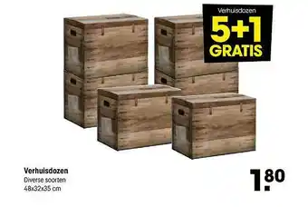 Kwantum Verhuisdozen 48x32x35 Cm 5+1 Gratis aanbieding