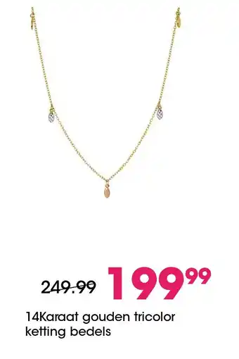 Lucardi 14Karaat gouden tricolor ketting bedels aanbieding