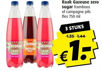 Boni Raak gazeuse zero sugar framboos aanbieding