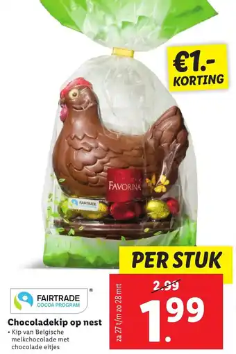 Lidl Favorina Chocoladekip op nest 250g aanbieding