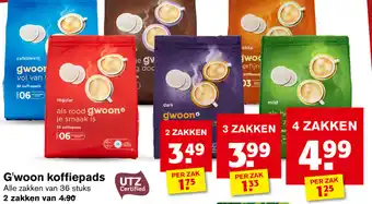 Hoogvliet G'woon koffiepads 36 stuks aanbieding