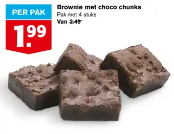 Hoogvliet Brownie met choco chunks 4 stuks aanbieding