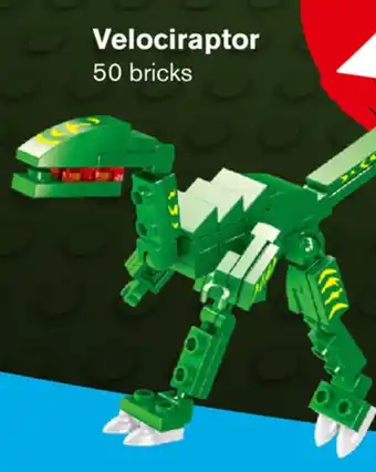 Hoogvliet Dino frabriek Velociraptor 50 bricks aanbieding