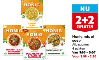 Hoogvliet Honig mix of soep 4 pakken aanbieding