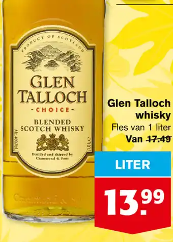 Hoogvliet Glen Talloch whisky 1 liter aanbieding