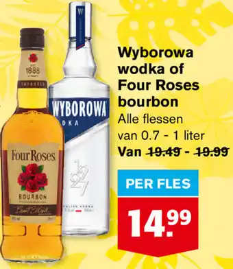 Hoogvliet Wyborowa wodka of Four Roses bourbon 0.7-1 liter aanbieding