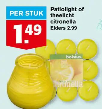 Hoogvliet Patiolight of theelicht citronella aanbieding