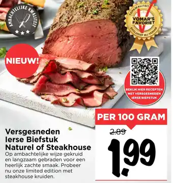 Vomar Voordeelmarkt Versgesneden lerse Biefstuk Naturel of Steakhouse aanbieding