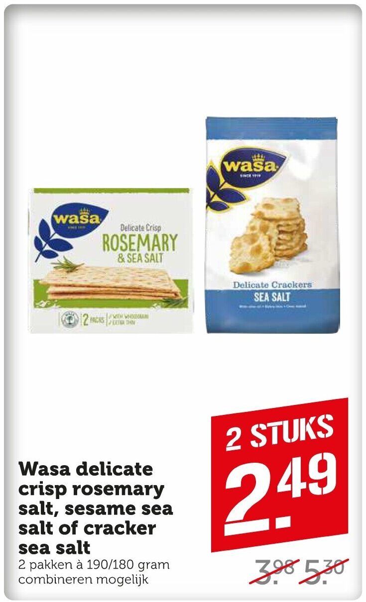 Wasa delicate crisp rosemary salt, sesame sea salt of cracker sea salt