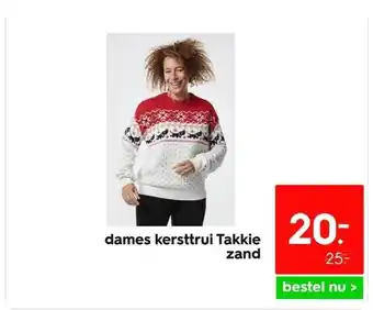 HEMA Dames kersttrui takkie zand aanbieding