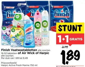 Vomar Voordeelmarkt Finish Vaatwastabletten of Air Wick of Harpic aanbieding