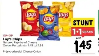 Vomar Voordeelmarkt Lay's chips 1+1 gratis aanbieding