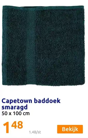 Action Capetown Baddoek smaragd 50*100 cm aanbieding