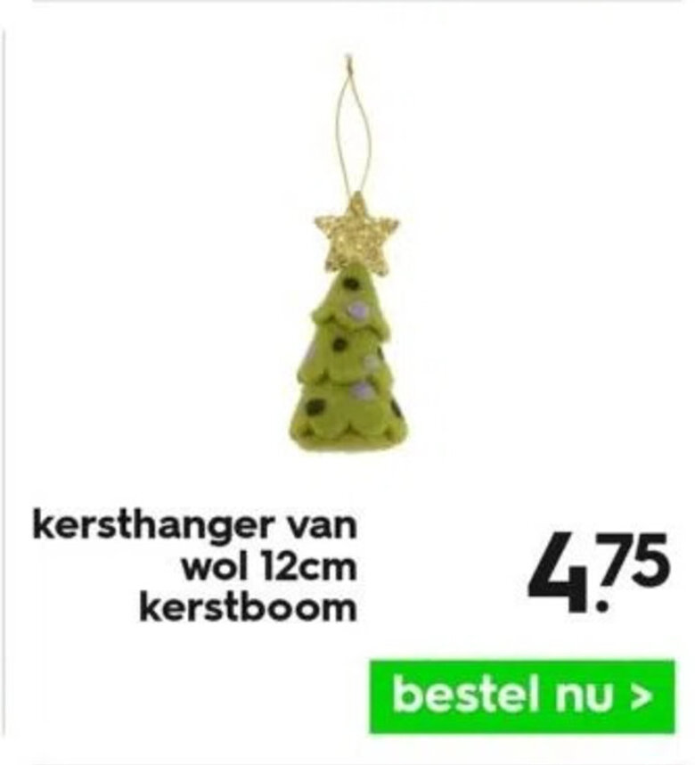 Kersthanger van wol 12cm kerstboom aanbieding bij HEMA