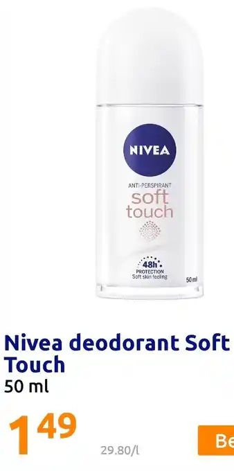 Action Nivea Deo Soft Touch 50ml aanbieding