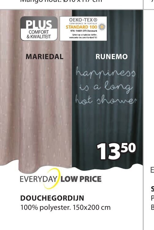 Douchegordijn 150 x 200 cm aanbieding bij Jysk
