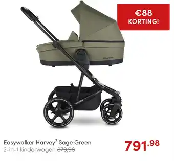 Baby & Tiener Easywalker Harvey Sage Green 2-in-1 kinderwagen aanbieding