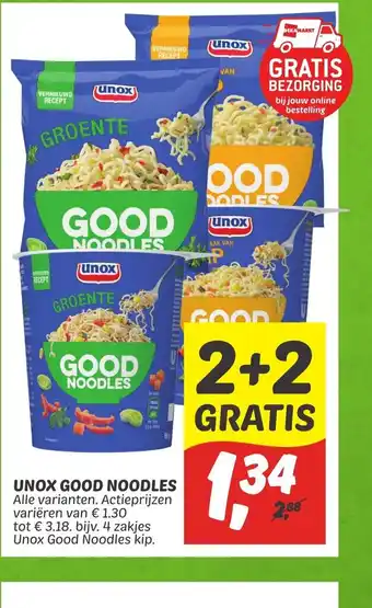 Dekamarkt Unox Good Noodles 2+2 Gratis aanbieding