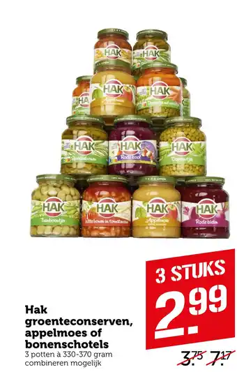 Coop Hak groenteconserf, appelmoes of bonenschotels aanbieding