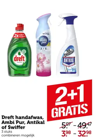 Coop Dreft handafwas, Ambi Pur, Antikal of Swiffer aanbieding