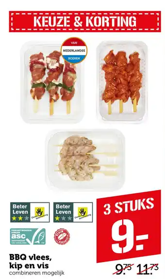 Coop BBQ vlees, kip en vis aanbieding