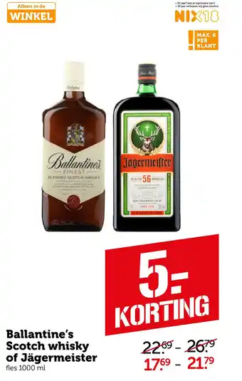 Coop Ballantine's Scotch whisky of Jägermeister aanbieding