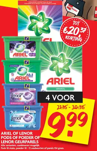 Dekamarkt Ariel of lenor pods of poeder of lenor geurparels aanbieding