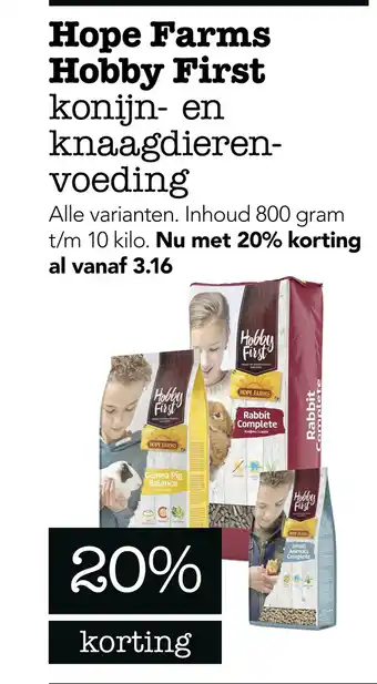 Dierspecialist Hope Farms Hobby First konijn- en knaagdierenvoeding aanbieding