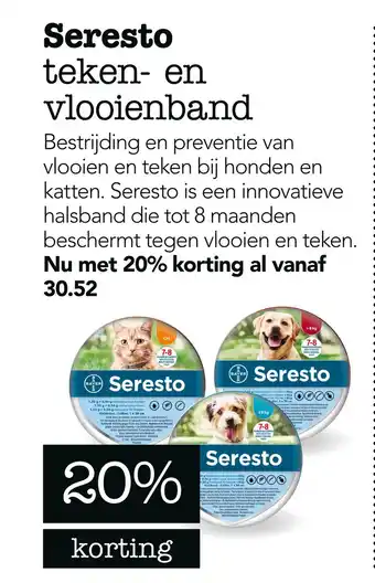 Dierspecialist Seresto teken- en vlooienband aanbieding