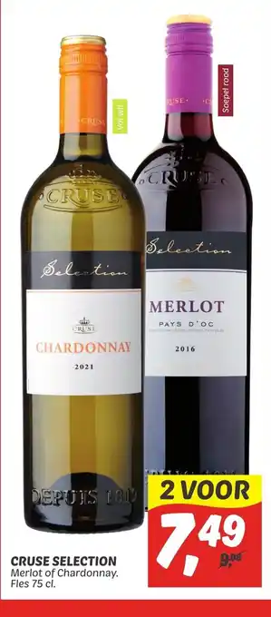 Dekamarkt Cruse Selection Merlot of Chardonnay fles 75 cl aanbieding