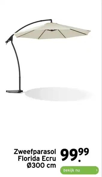 GAMMA Zweefparasol Florida Ecru Ø300 cm aanbieding