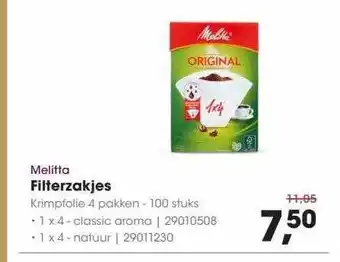 HANOS Melitta filterzakjes aanbieding