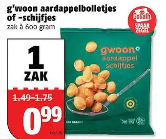 Poiesz g'woon aardappelbolletjes of -schijfjes aanbieding