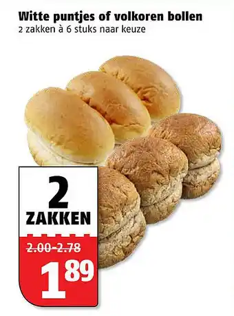 Poiesz Witte puntjes of volkoren bollen aanbieding