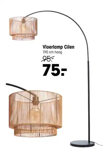 Kwantum Vloerlamp Cilen Zwart Bruin aanbieding