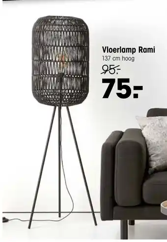 Kwantum Vloerlamp Rami Zwart aanbieding