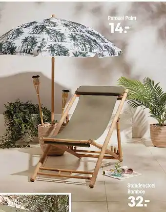 Kwantum Parasol Palm Of Standenstoel Bamboe aanbieding