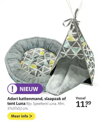 Pets Place Adori kattenmand, slaapzak of tent Luna aanbieding