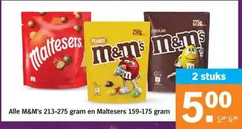 Albert Heijn Alle m&m's 213-275 gram en maltesers 159-175 gram aanbieding