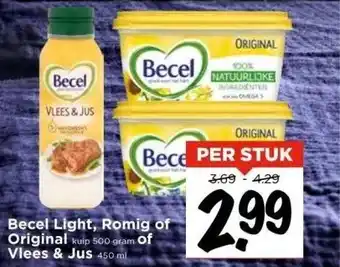 Vomar Voordeelmarkt Becel light, romig of original kuip 500 gram of vlees & jus 450 ml aanbieding