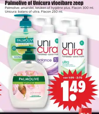 Dirk Palmolive of Unicura vloeibare zeep aanbieding