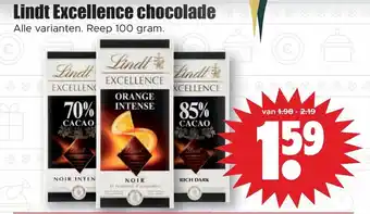 Dirk Lindt Excellence chocolade 100 gram aanbieding