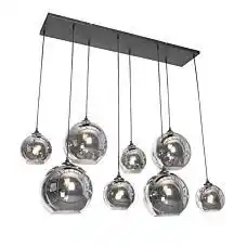 Lampenlicht.nl Art deco hanglamp zwart met smoke glas 8-lichts... aanbieding