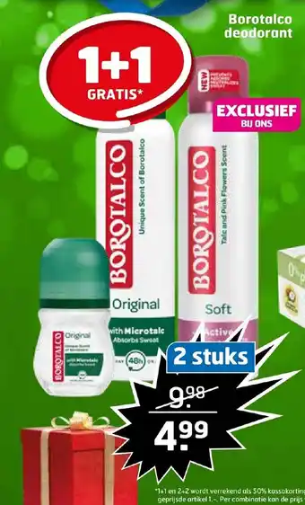 Trekpleister Borotalco deodorant 1+1 gratis aanbieding