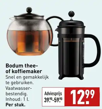 ALDI Bodum thee- of koffiemaker aanbieding