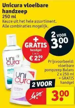 Kruidvat Unicura Vloeibare Handzeep 250 Ml aanbieding