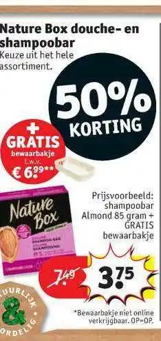 Kruidvat Nature Box Douche- En Shampoobar 50% Korting aanbieding