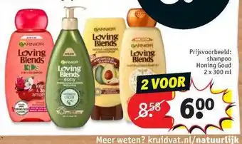 Kruidvat Garnier Loving Blends Shampoo Honing Goud 2x300 Ml aanbieding